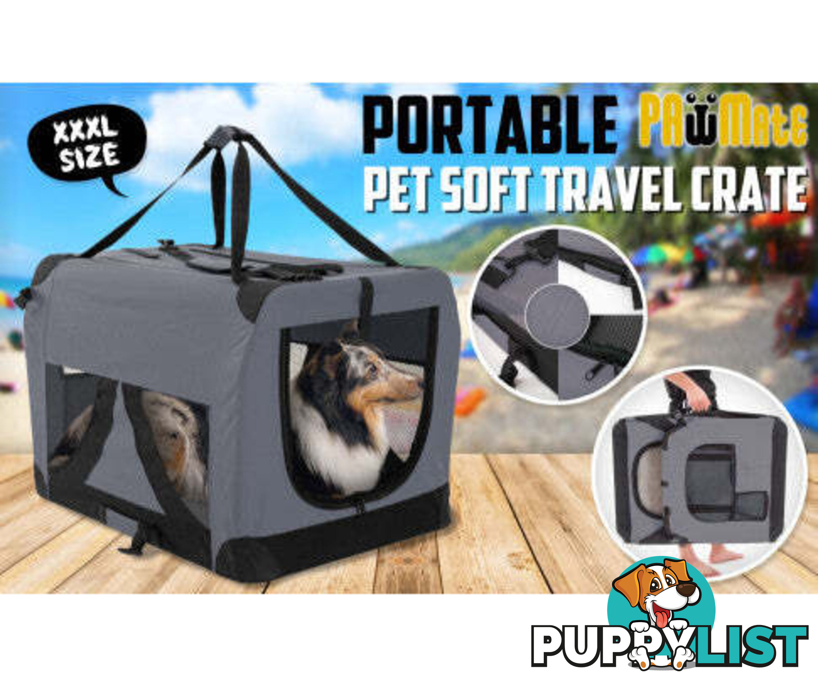 Paw Mate Portable Soft Dog Cage Crate Carrier - V274-PET-3002XL-GY