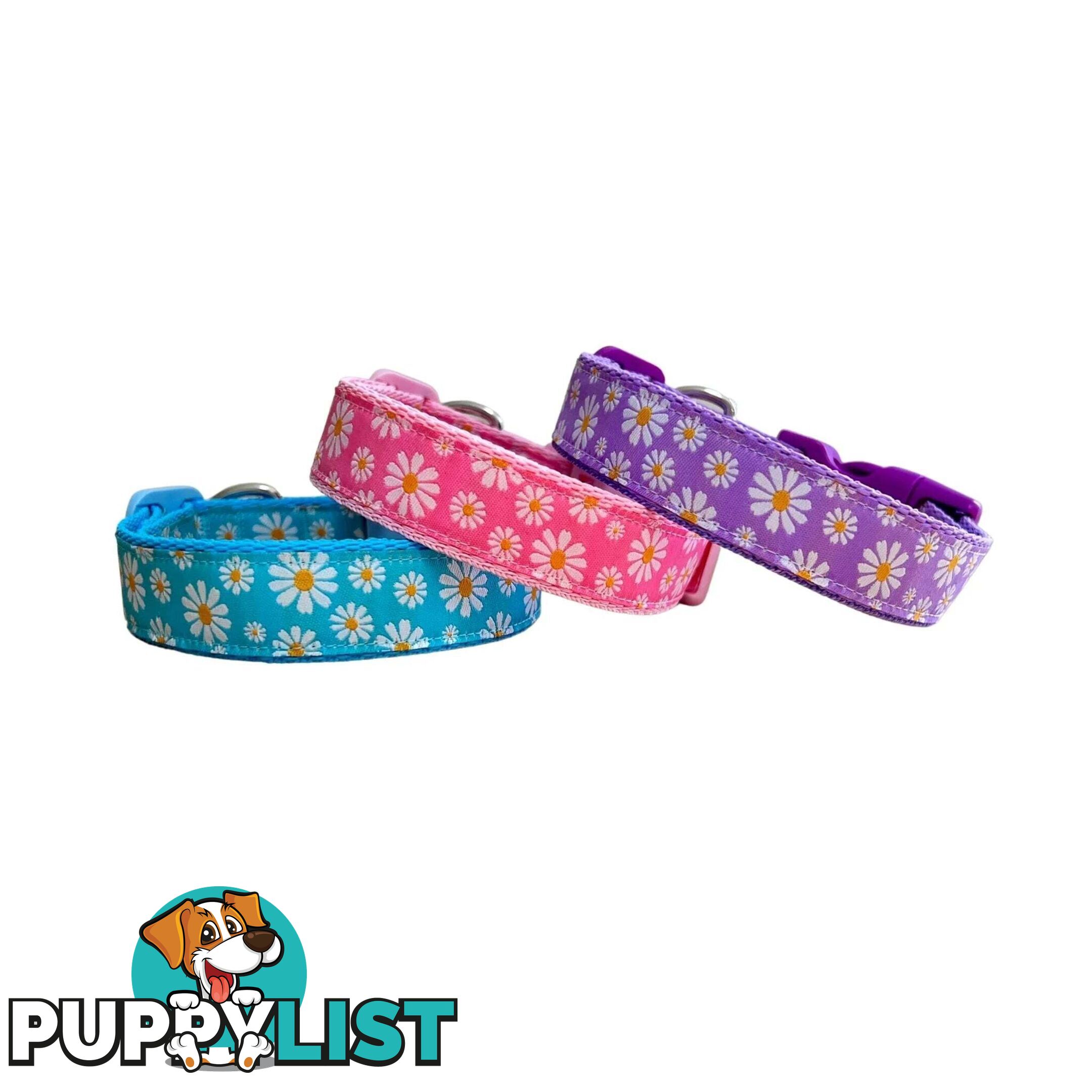 Daisy Dog Collar -  Hand Made by The Bark Side - TBSDAILBLU