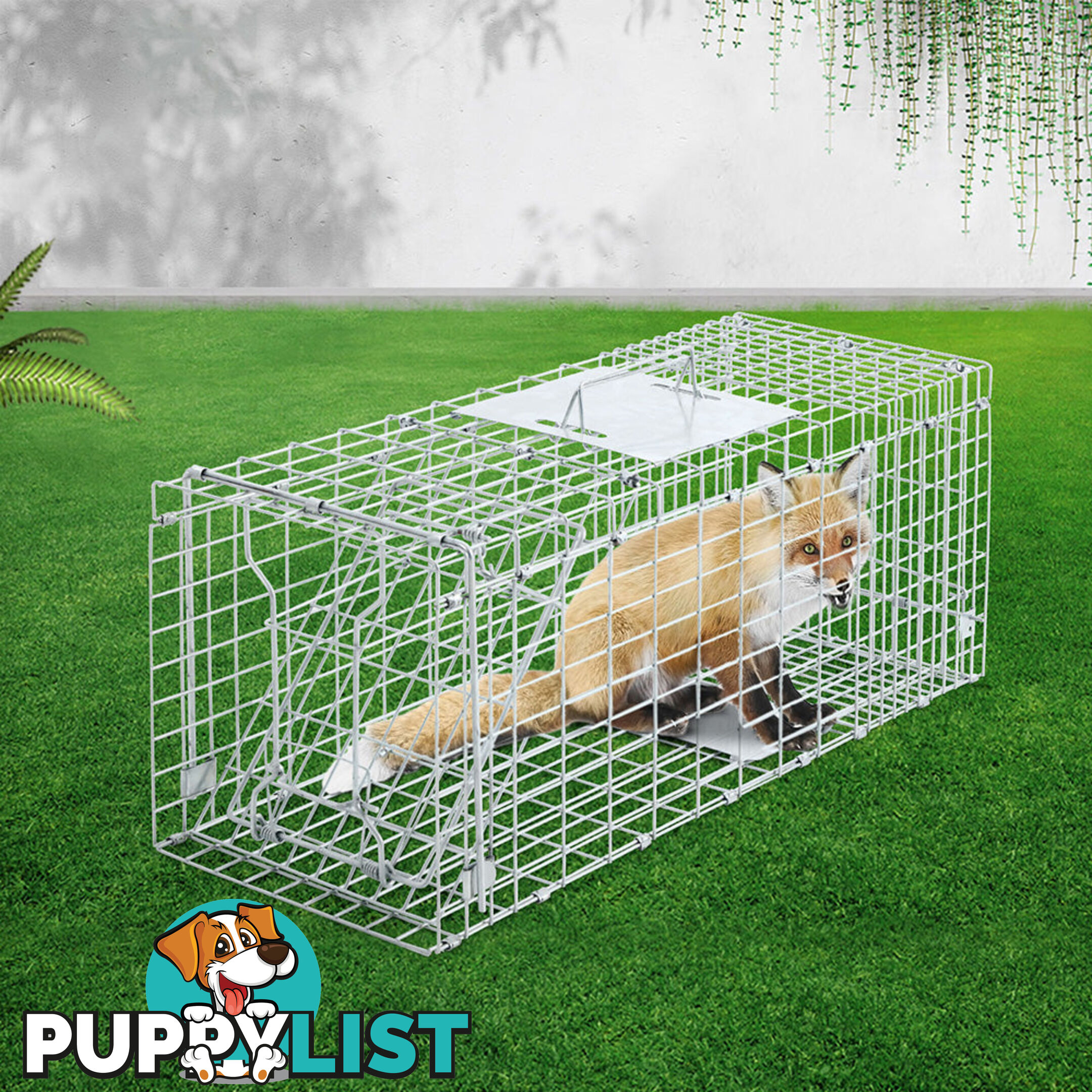 Humane Animal Trap Cage 94 x 34 x 36cm  - Silver - TRAP-CAGE-9434