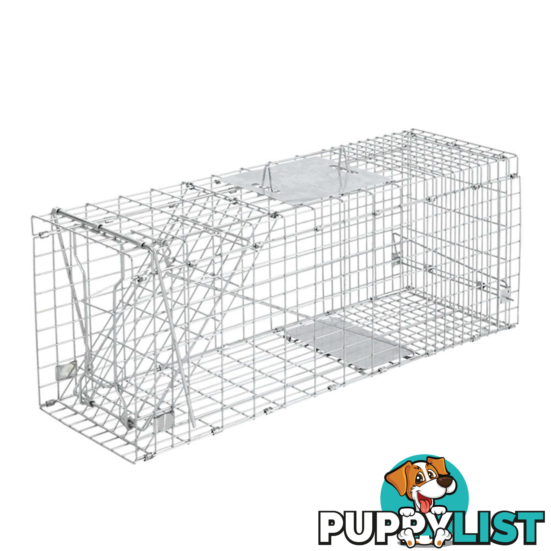 Humane Animal Trap Cage 94 x 34 x 36cm  - Silver - TRAP-CAGE-9434