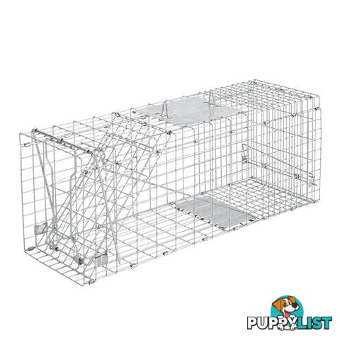 Humane Animal Trap Cage 94 x 34 x 36cm  - Silver - TRAP-CAGE-9434