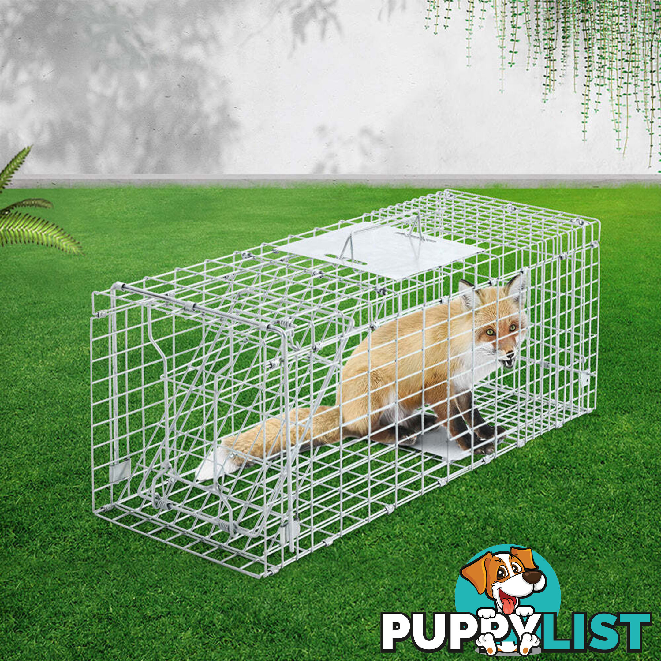 Humane Animal Trap Cage 94 x 34 x 36cm  - Silver - TRAP-CAGE-9434