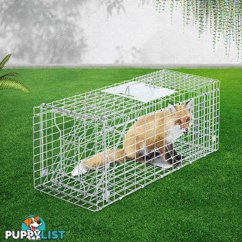 Humane Animal Trap Cage 94 x 34 x 36cm  - Silver - TRAP-CAGE-9434