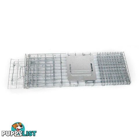 Humane Animal Trap Cage 94 x 34 x 36cm  - Silver - TRAP-CAGE-9434