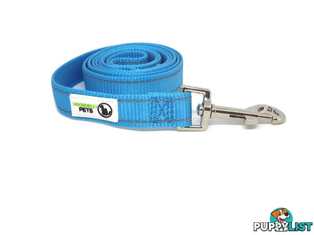 1.2m Nylon w/Reflective Stitching Dog Lead - Moondidley Pets - MDPLDREFLBLU251.2