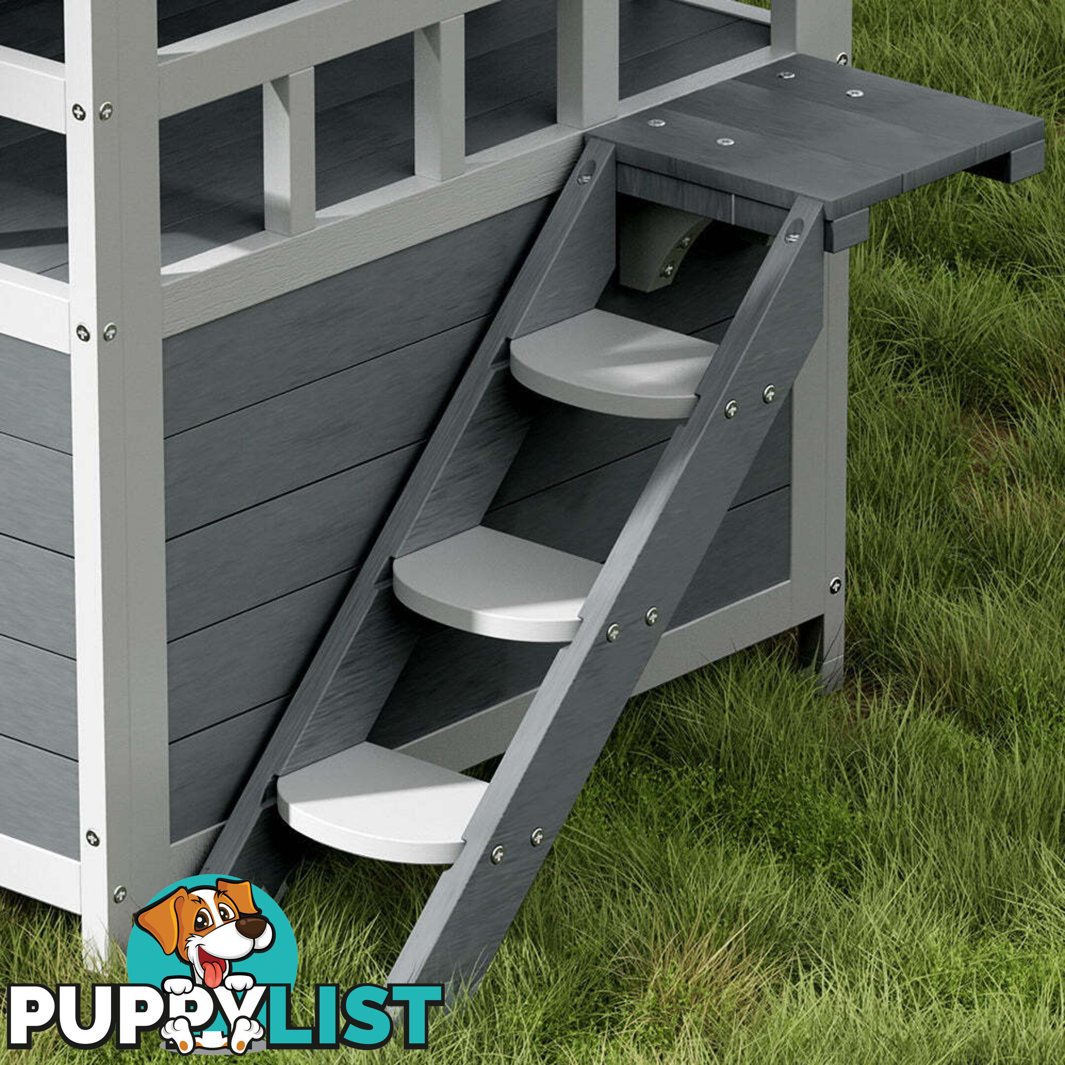 i.Pet Cat House Outdoor Shelter 72cm x 72cm x 127cm Rabbit Hutch Wooden Condo Small Dog Pet Houses Enclosure - PET-CH-R126-GR-AB