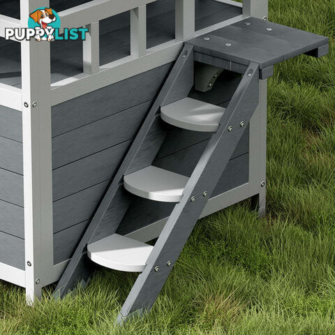 i.Pet Cat House Outdoor Shelter 72cm x 72cm x 127cm Rabbit Hutch Wooden Condo Small Dog Pet Houses Enclosure - PET-CH-R126-GR-AB