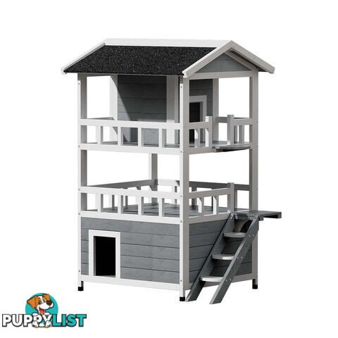 i.Pet Cat House Outdoor Shelter 72cm x 72cm x 127cm Rabbit Hutch Wooden Condo Small Dog Pet Houses Enclosure - PET-CH-R126-GR-AB