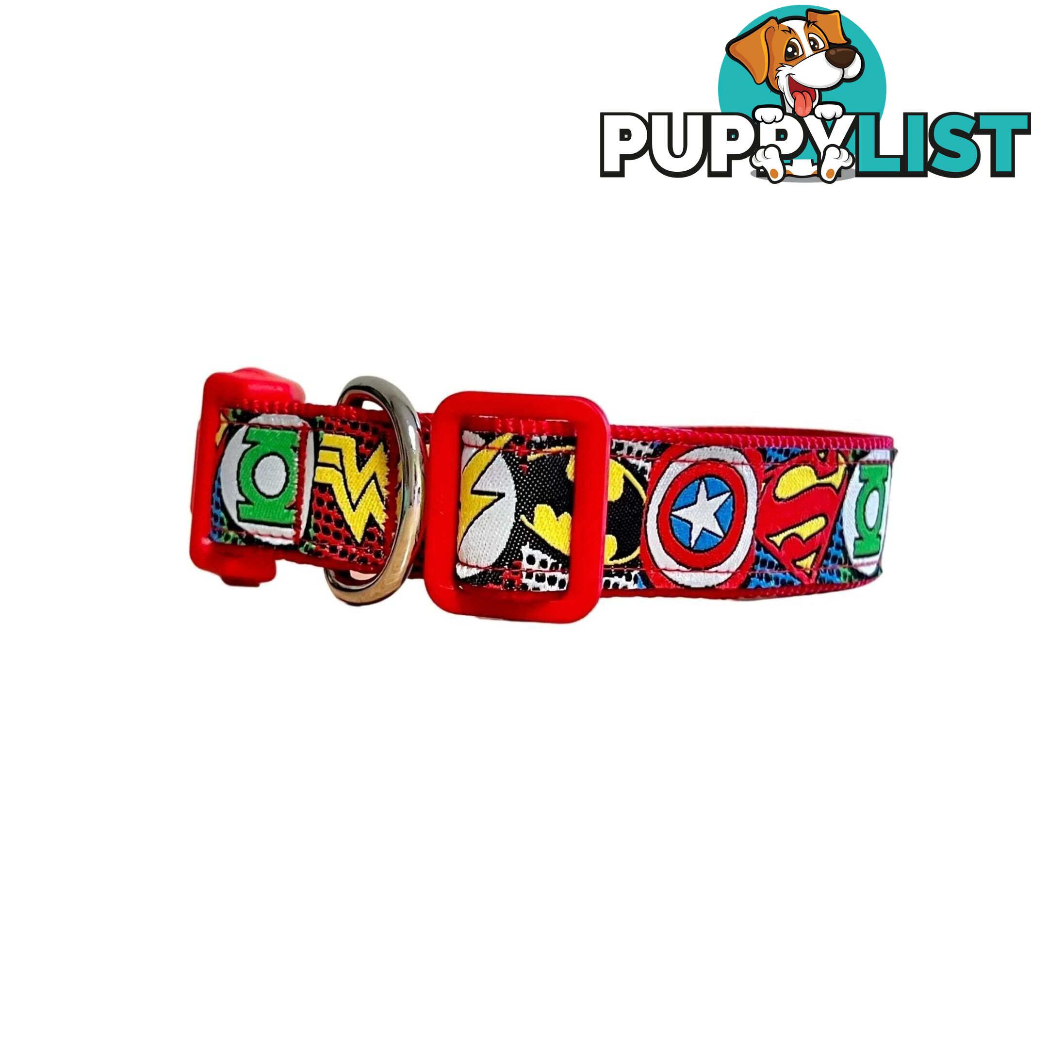 Superhero Dog Collar - Hand Made by The Bark Side - TBSHEROMEDRED