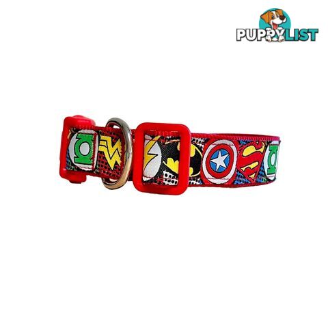 Superhero Dog Collar - Hand Made by The Bark Side - TBSHEROMEDRED