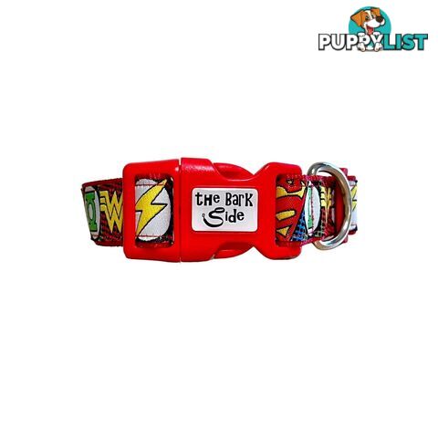 Superhero Dog Collar - Hand Made by The Bark Side - TBSHEROMEDRED