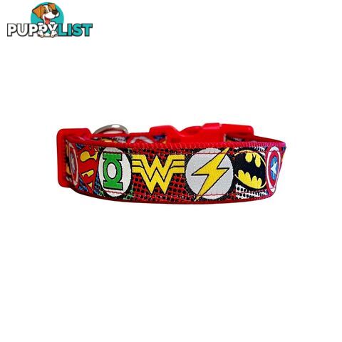 Superhero Dog Collar - Hand Made by The Bark Side - TBSHEROMEDRED