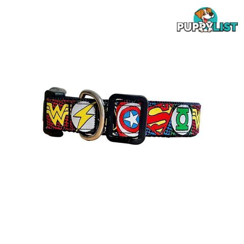 Superhero Dog Collar - Hand Made by The Bark Side - TBSHEROMEDRED