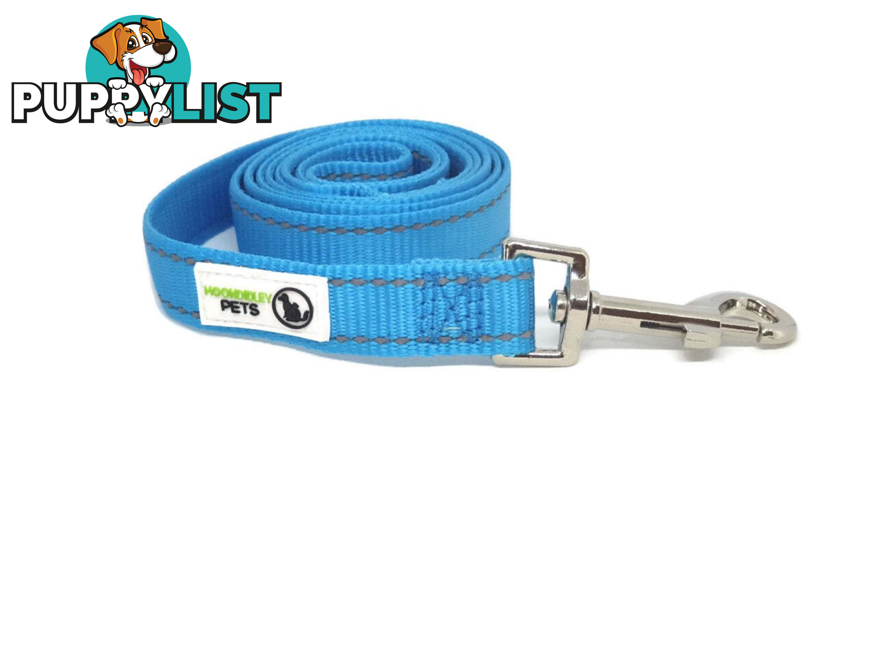 60cm Short Dog Lead Nyon w/Reflective Stitching - Moondidley Pets - MDPLDREFLBLU2060