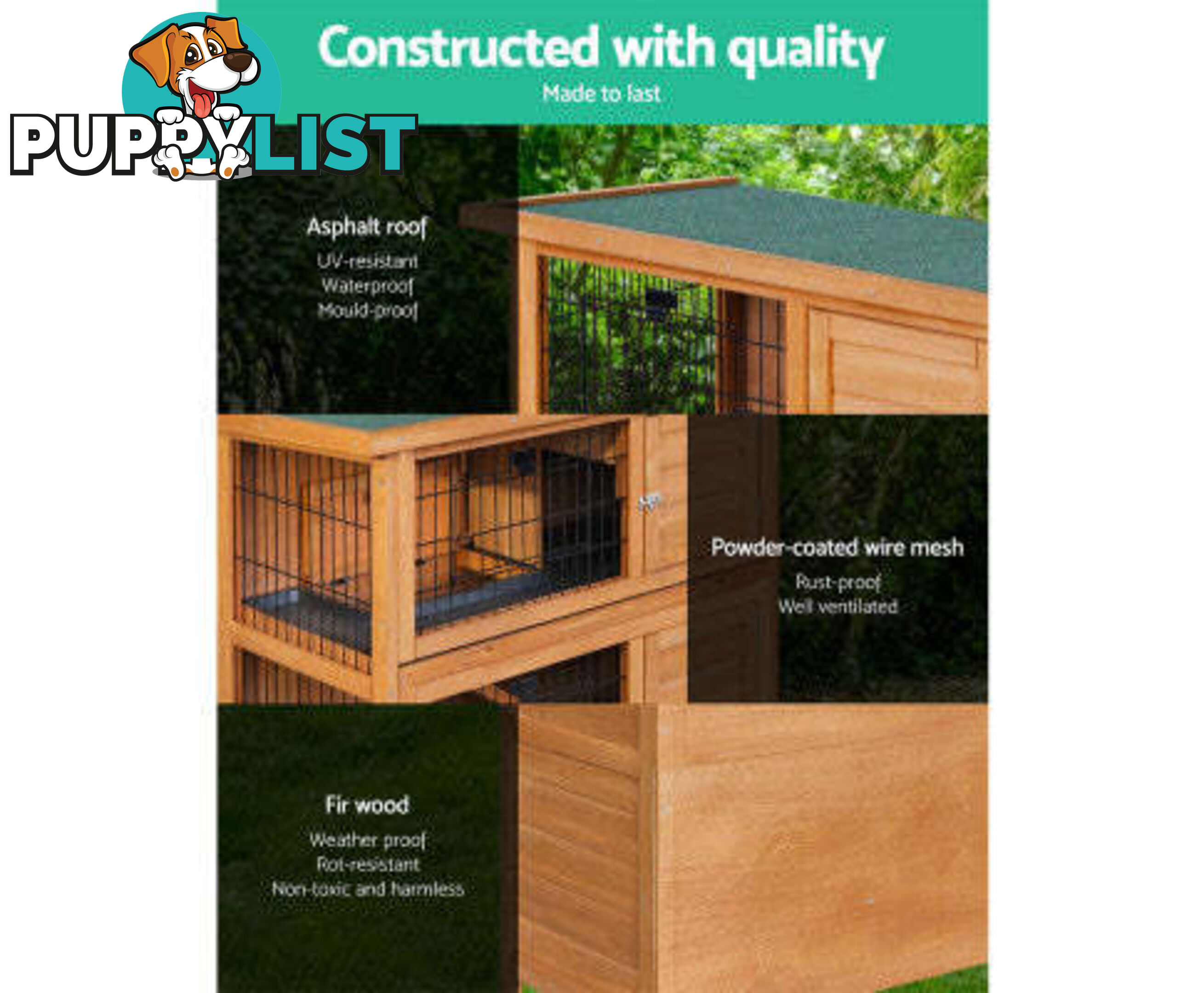 i.Pet Rabbit Hutch 91.5cm x 45cm x 82cm Chicken Coop Large Wooden House Run Cage Pet Bunny - PET-GT-RHT1240