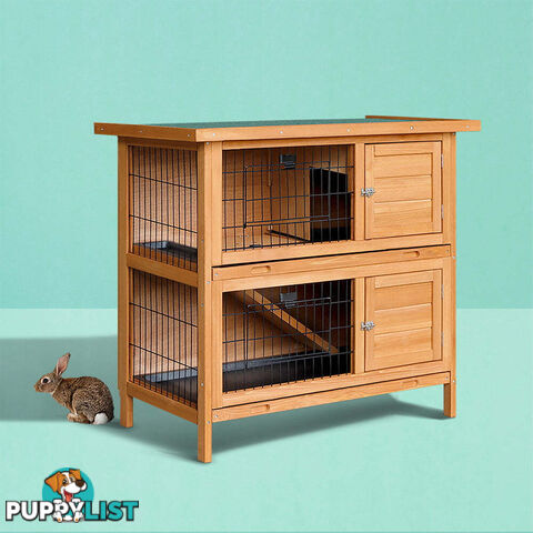 i.Pet Rabbit Hutch 91.5cm x 45cm x 82cm Chicken Coop Large Wooden House Run Cage Pet Bunny - PET-GT-RHT1240