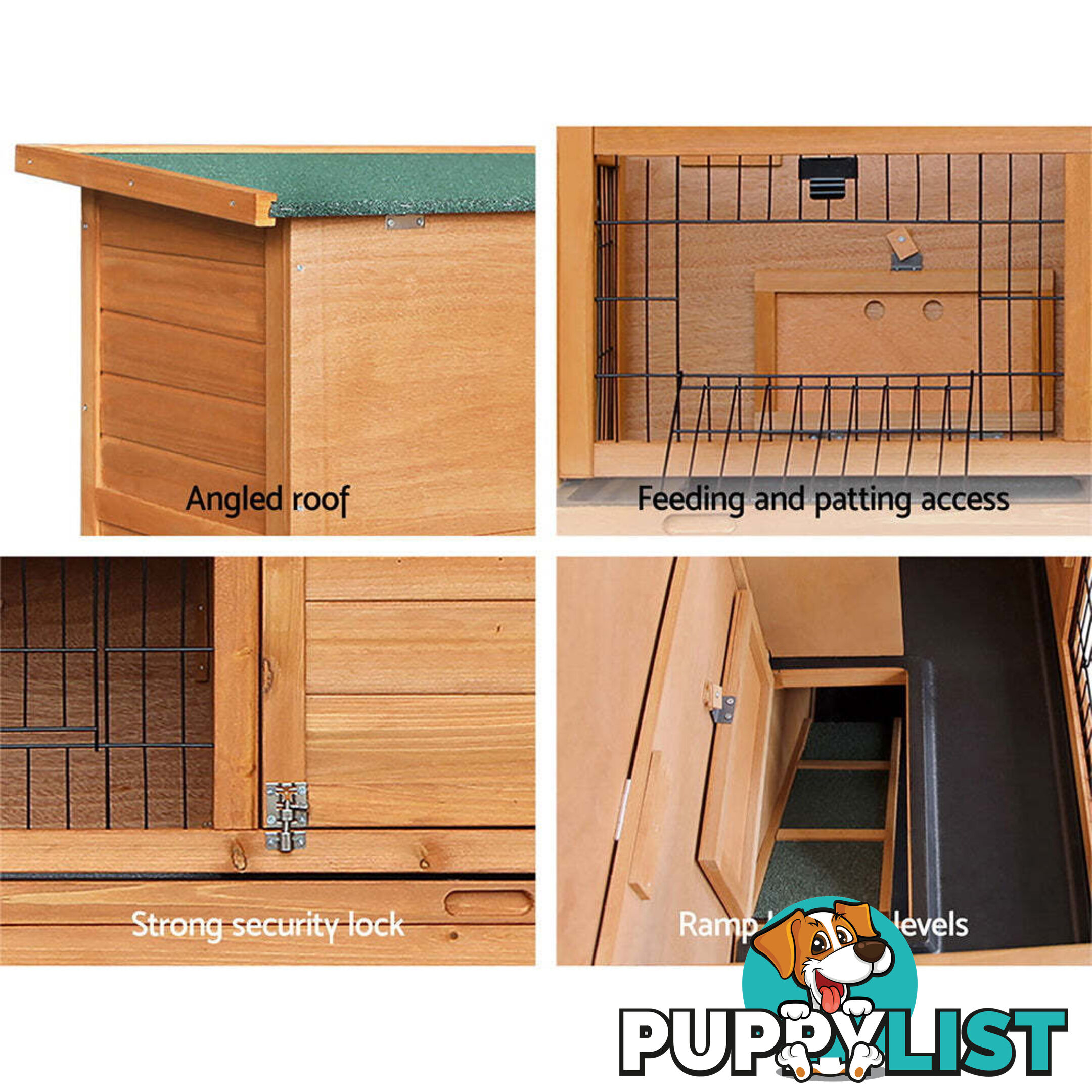 i.Pet Rabbit Hutch 91.5cm x 45cm x 82cm Chicken Coop Large Wooden House Run Cage Pet Bunny - PET-GT-RHT1240