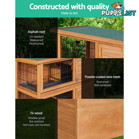 i.Pet Rabbit Hutch 91.5cm x 45cm x 82cm Chicken Coop Large Wooden House Run Cage Pet Bunny - PET-GT-RHT1240
