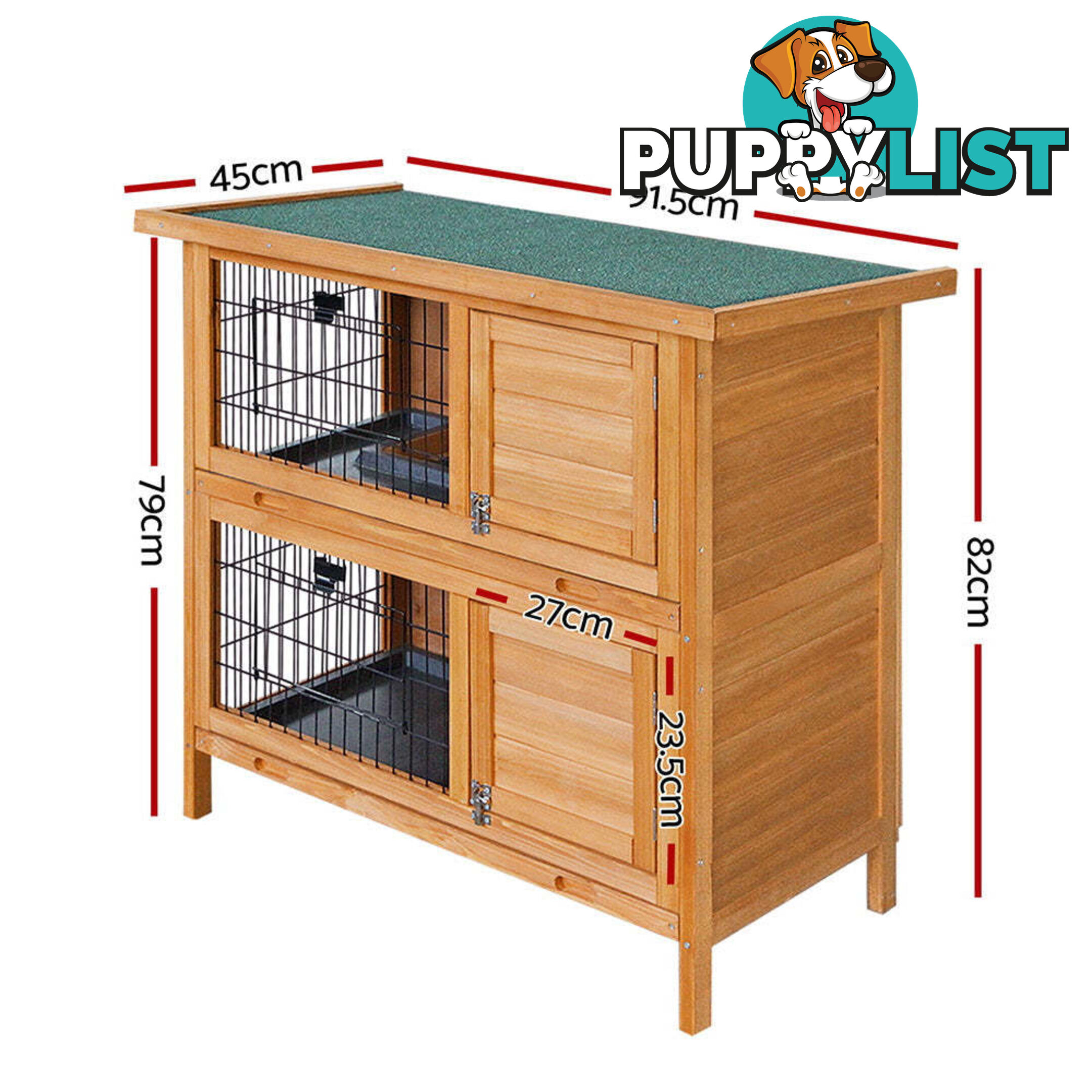 i.Pet Rabbit Hutch 91.5cm x 45cm x 82cm Chicken Coop Large Wooden House Run Cage Pet Bunny - PET-GT-RHT1240