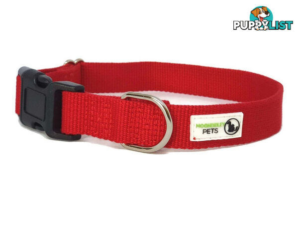 100% Pure Bamboo Fibre Dog Collar Plastic Buckle - Moondidley Pets - MDPCOLBAMSRED