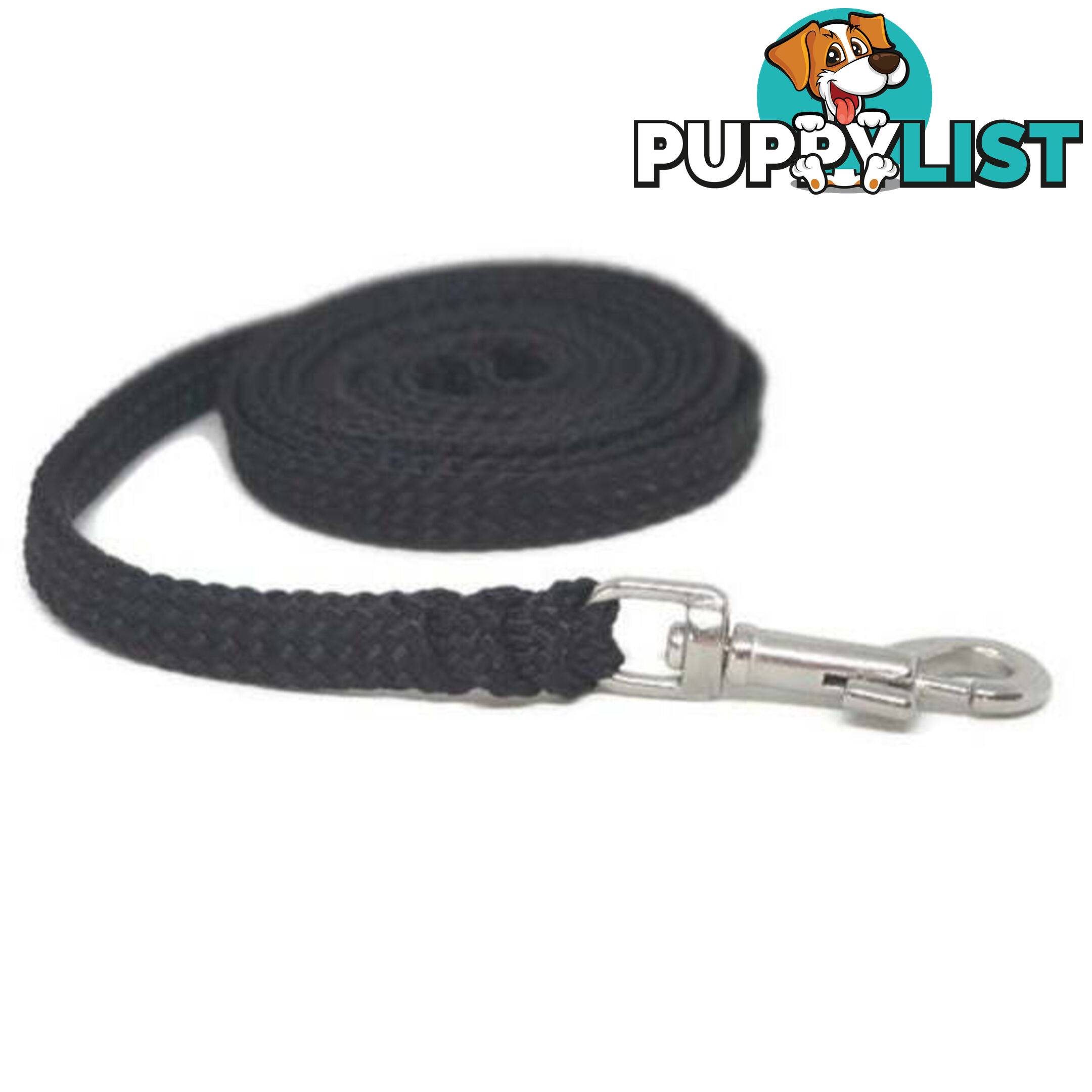 1.8m to 10m Long Dog Lead No Stitching Tough Yarnix 10mm Wide - YNXLD10-5-BK-SS