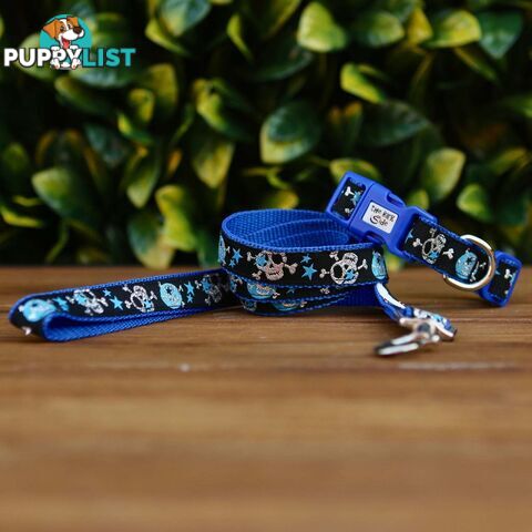 Skulls & Stars Dog Lead / Dog Leash - Hand Made by The Bark Side - TBSLDSKULPUR201.5