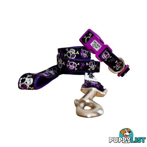 Skulls & Stars Dog Lead / Dog Leash - Hand Made by The Bark Side - TBSLDSKULPUR201.5