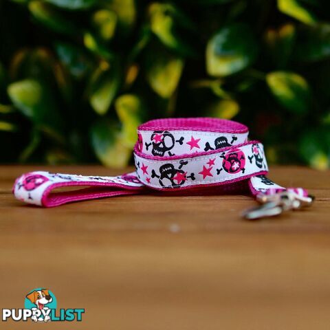Skulls & Stars Dog Lead / Dog Leash - Hand Made by The Bark Side - TBSLDSKULPUR201.5