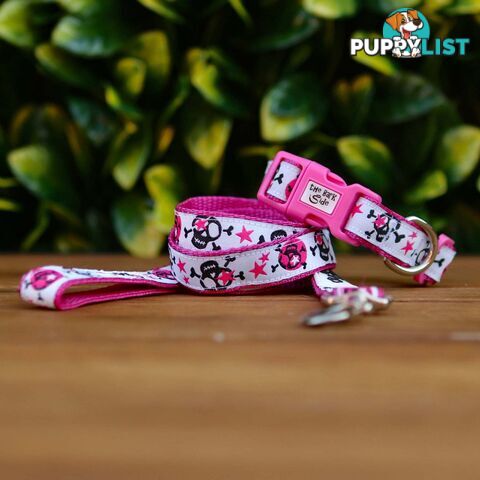 Skulls & Stars Dog Lead / Dog Leash - Hand Made by The Bark Side - TBSLDSKULPUR201.5