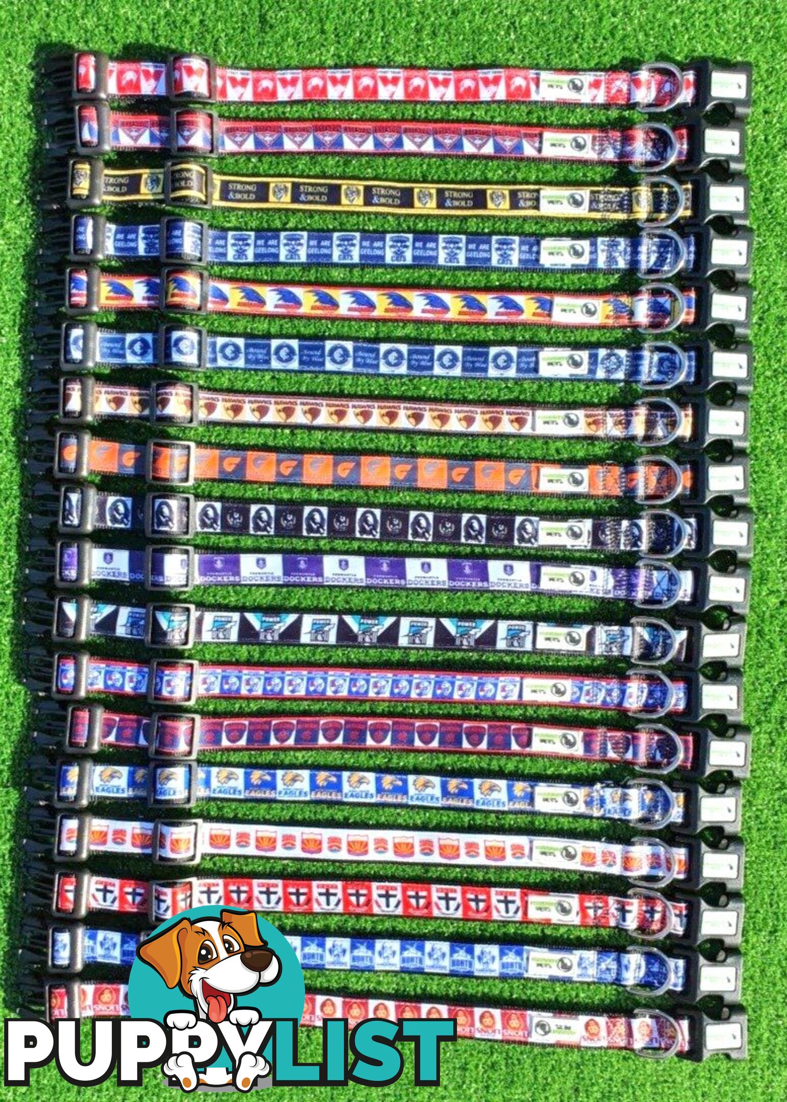 AFL Dog Collars, Footy - Aussie Rules - Moondidley Pets - MDPCOLAFLSEB
