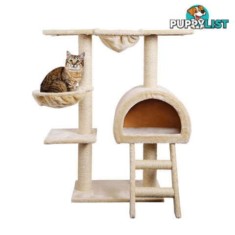 i.Pet Cat Tree 100cm Tower Scratching Post Scratcher Condo House Trees Bed Beige - PET-CAT-HSCT003-BE