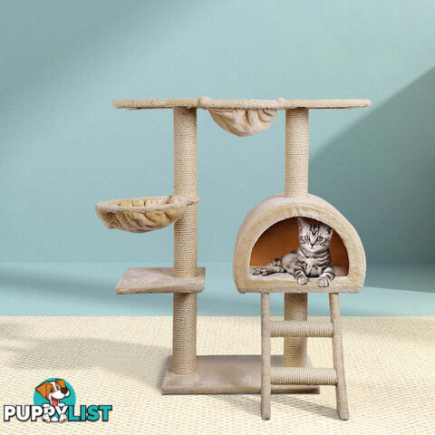 i.Pet Cat Tree 100cm Tower Scratching Post Scratcher Condo House Trees Bed Beige - PET-CAT-HSCT003-BE