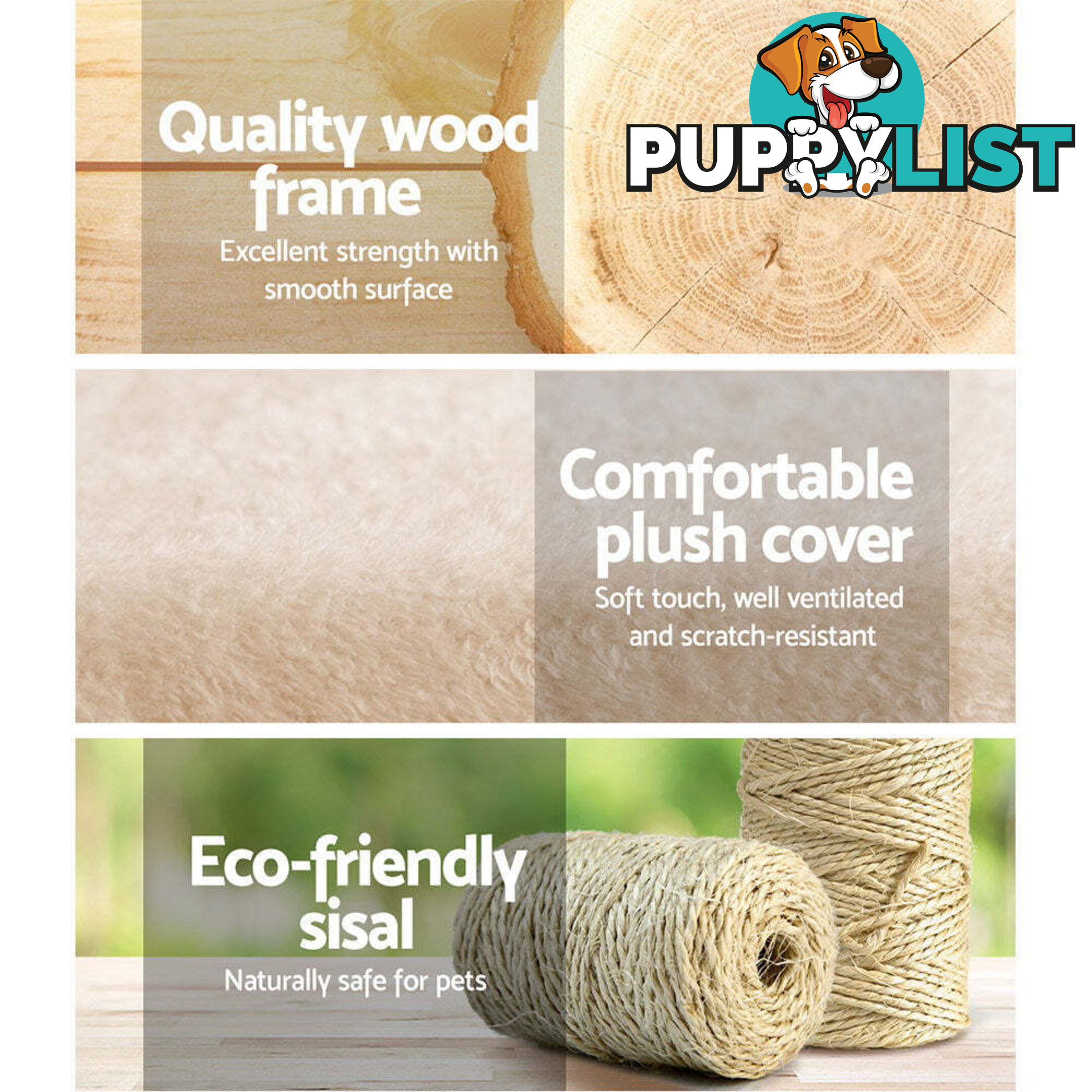 i.Pet Cat Tree 100cm Tower Scratching Post Scratcher Condo House Trees Bed Beige - PET-CAT-HSCT003-BE