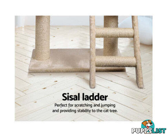 i.Pet Cat Tree 100cm Tower Scratching Post Scratcher Condo House Trees Bed Beige - PET-CAT-HSCT003-BE