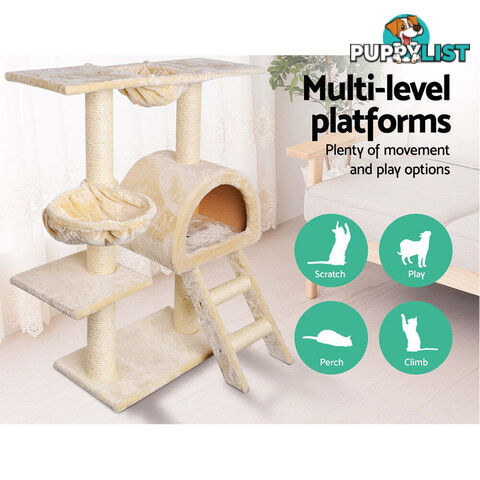 i.Pet Cat Tree 100cm Tower Scratching Post Scratcher Condo House Trees Bed Beige - PET-CAT-HSCT003-BE