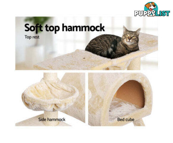 i.Pet Cat Tree 100cm Tower Scratching Post Scratcher Condo House Trees Bed Beige - PET-CAT-HSCT003-BE