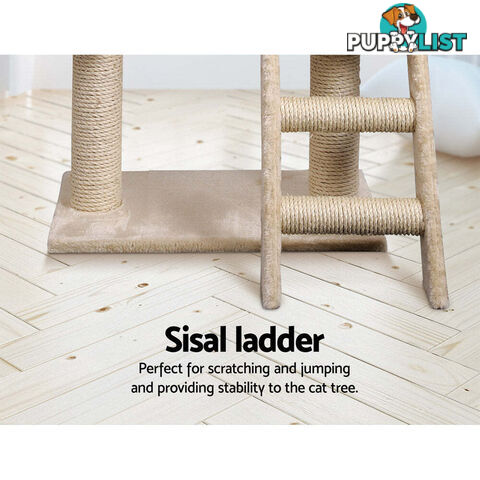 i.Pet Cat Tree 100cm Tower Scratching Post Scratcher Condo House Trees Bed Beige - PET-CAT-HSCT003-BE