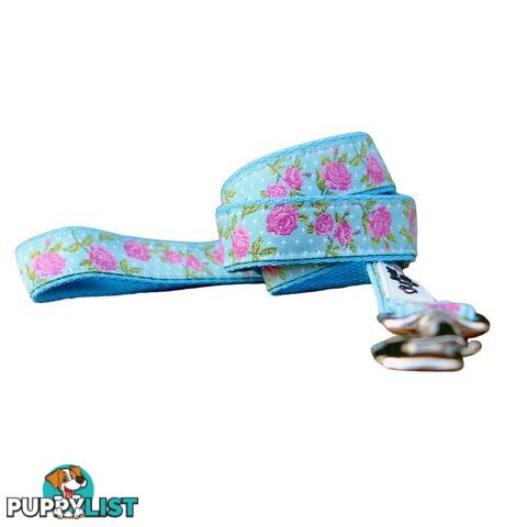 Rose Dog Lead / Dog Leash - Hand Made by The Bark Side - TBSLDROSBLU251.5