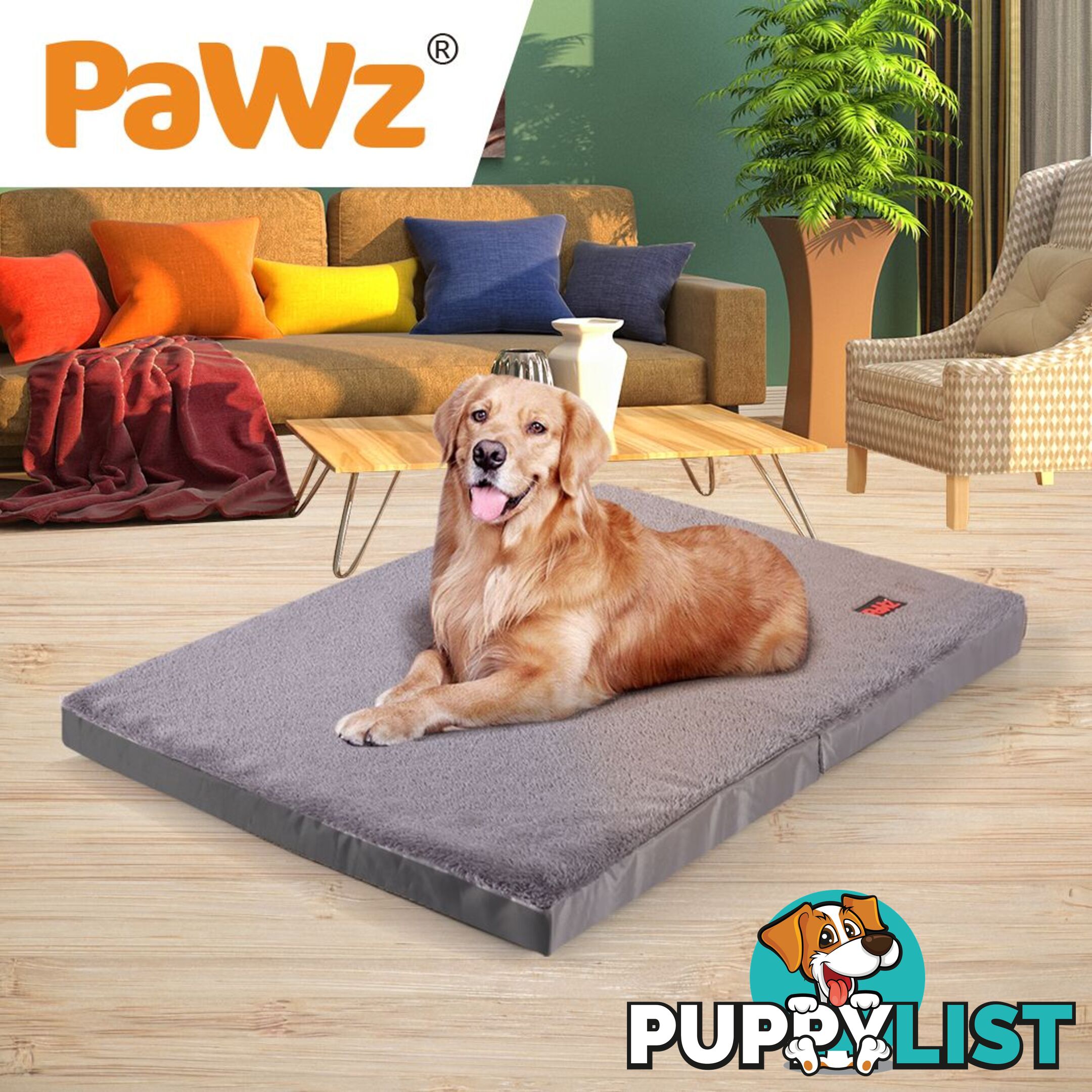 Pet Bed Foldable Dog Puppy Beds Cushion Pad Pads Soft Plush Black PaWz - WB-JC1045-XXL-GR