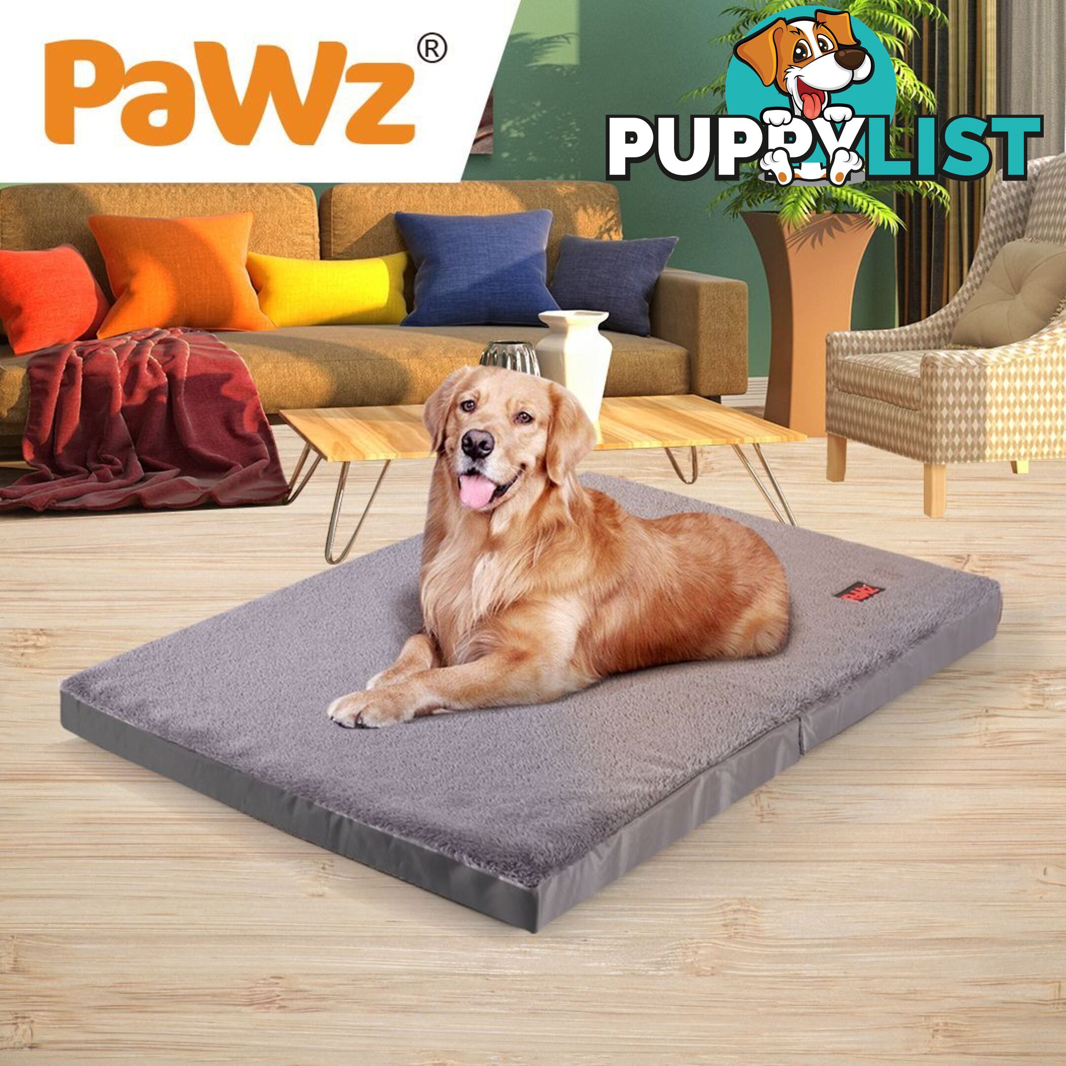 Pet Bed Foldable Dog Puppy Beds Cushion Pad Pads Soft Plush Black PaWz - WB-JC1045-XXL-GR