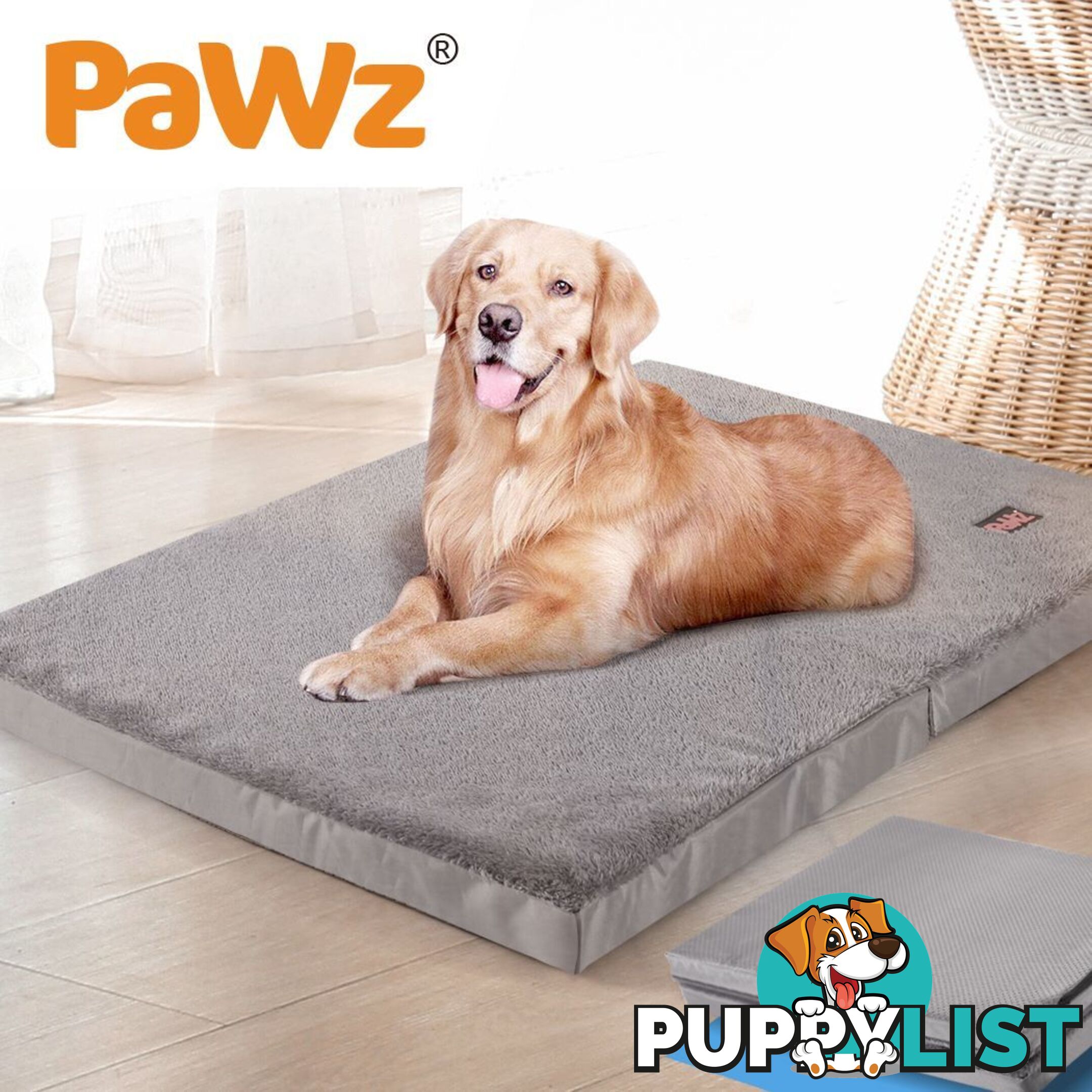 Pet Bed Foldable Dog Puppy Beds Cushion Pad Pads Soft Plush Black PaWz - WB-JC1045-XXL-GR