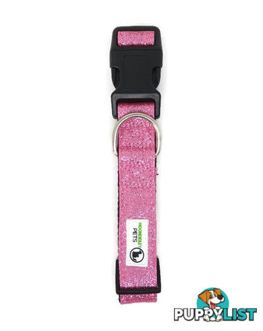Bling Glitter Overlay Nylon Collar - Breakaway Buckle - Moondidley Pets - MDPCOLBLILSIL