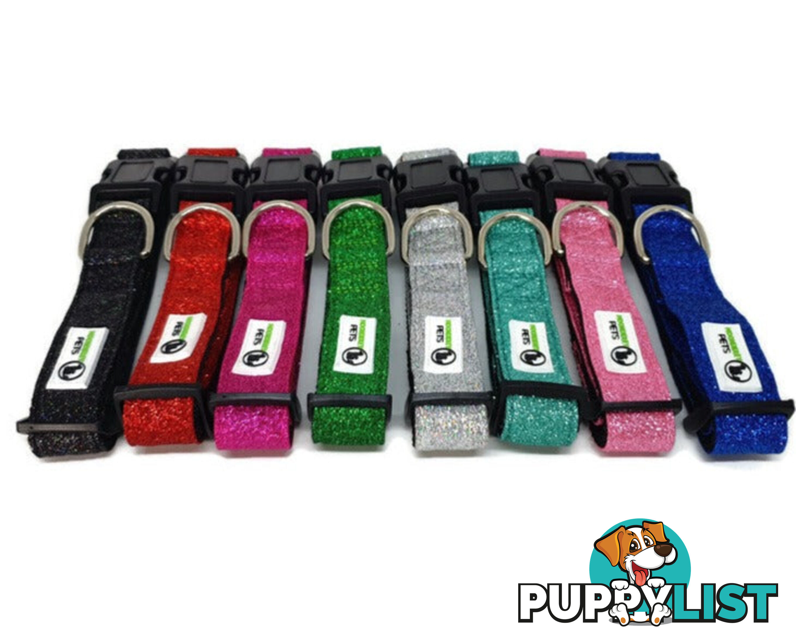 Bling Glitter Overlay Nylon Collar - Breakaway Buckle - Moondidley Pets - MDPCOLBLILSIL