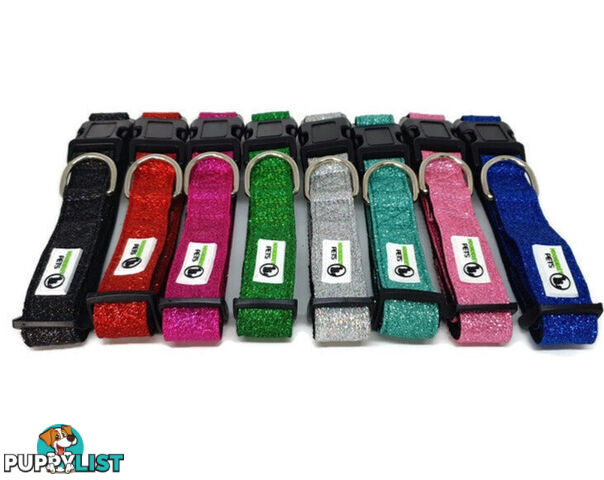 Bling Glitter Overlay Nylon Collar - Breakaway Buckle - Moondidley Pets - MDPCOLBLILSIL