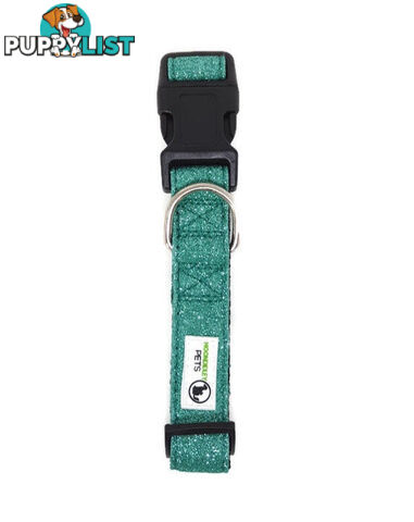 Bling Glitter Overlay Nylon Collar - Breakaway Buckle - Moondidley Pets - MDPCOLBLILSIL