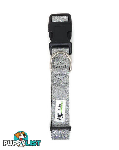 Bling Glitter Overlay Nylon Collar - Breakaway Buckle - Moondidley Pets - MDPCOLBLILSIL
