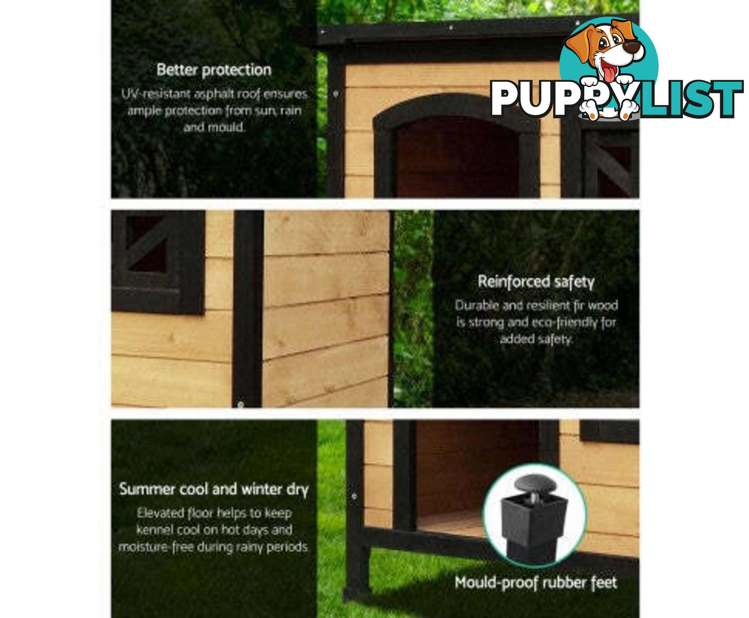 i.Pet Large Wooden Pet Kennel - PET-GT-DH5-L-BK