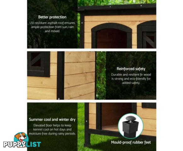 i.Pet Large Wooden Pet Kennel - PET-GT-DH5-L-BK
