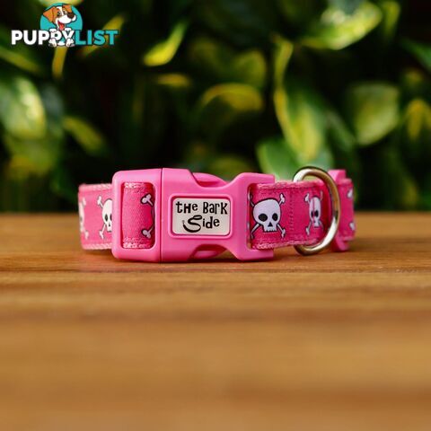 Pink Skulls Dog Collar - Hand Made by The Bark Side - TBSSKULXS