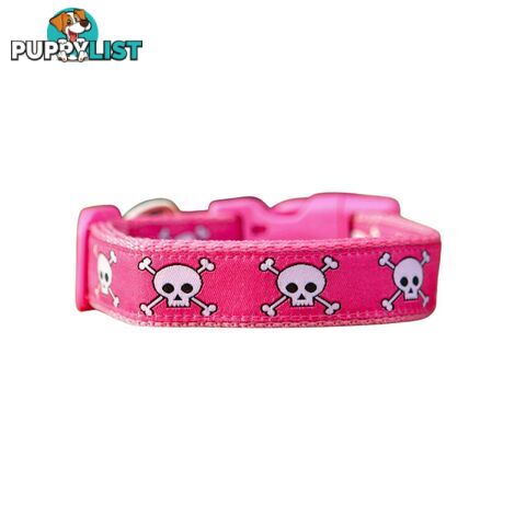 Pink Skulls Dog Collar - Hand Made by The Bark Side - TBSSKULXS